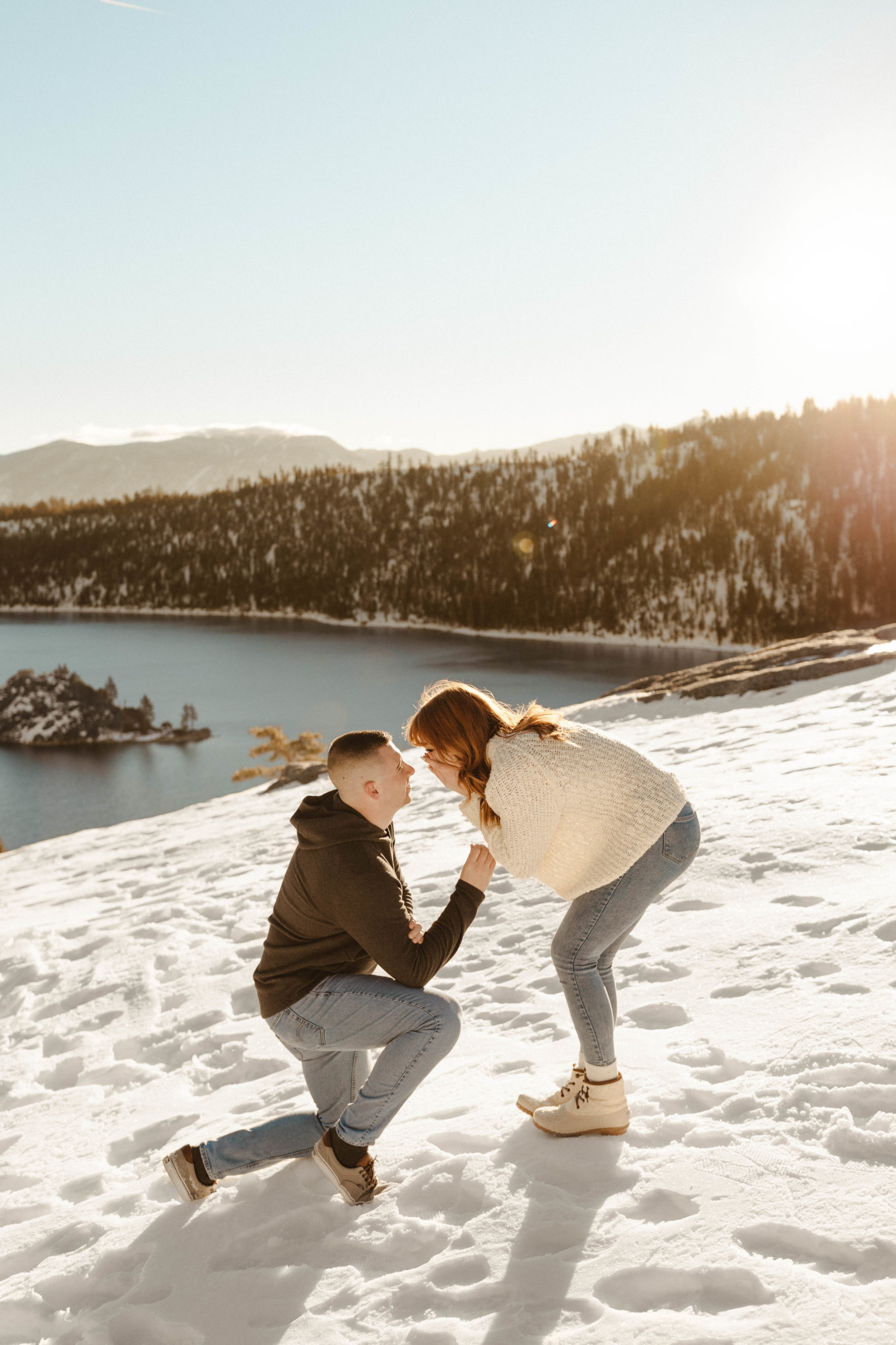 proposal in Lake Tahoe in the winter