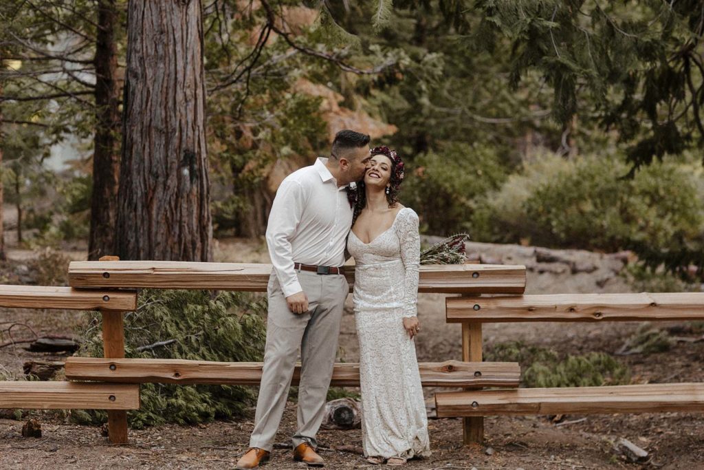 elopement couple kissing in Emerald Bay