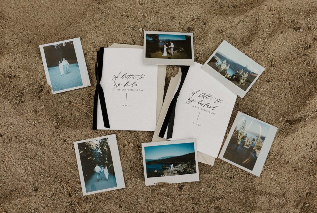 polaroids and vow books from elopement in emerald bay