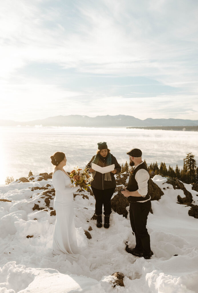 elopement couple at their lake tahoe ceremony