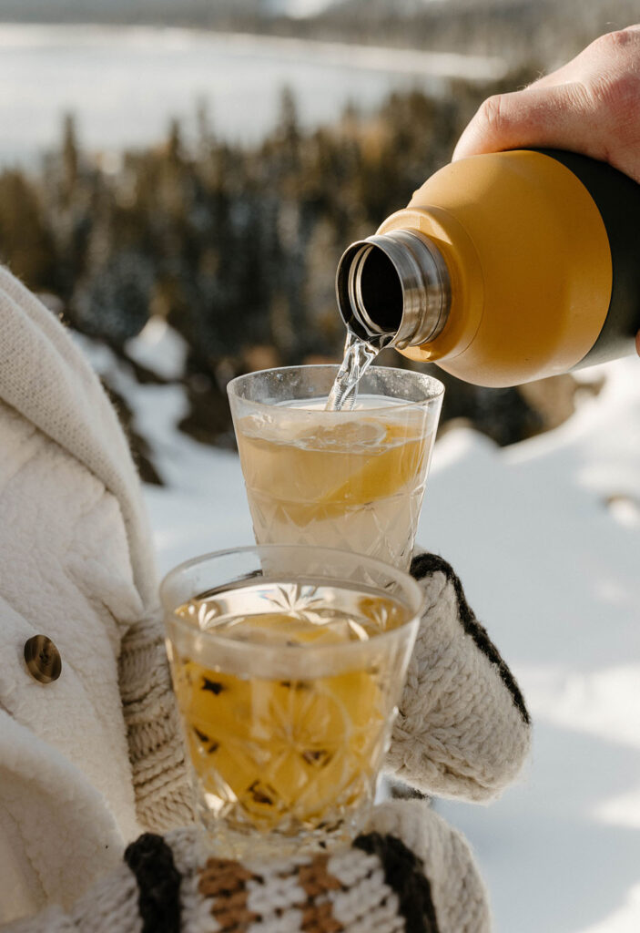 hot toddy's in the winter overlooking lake tahoe
