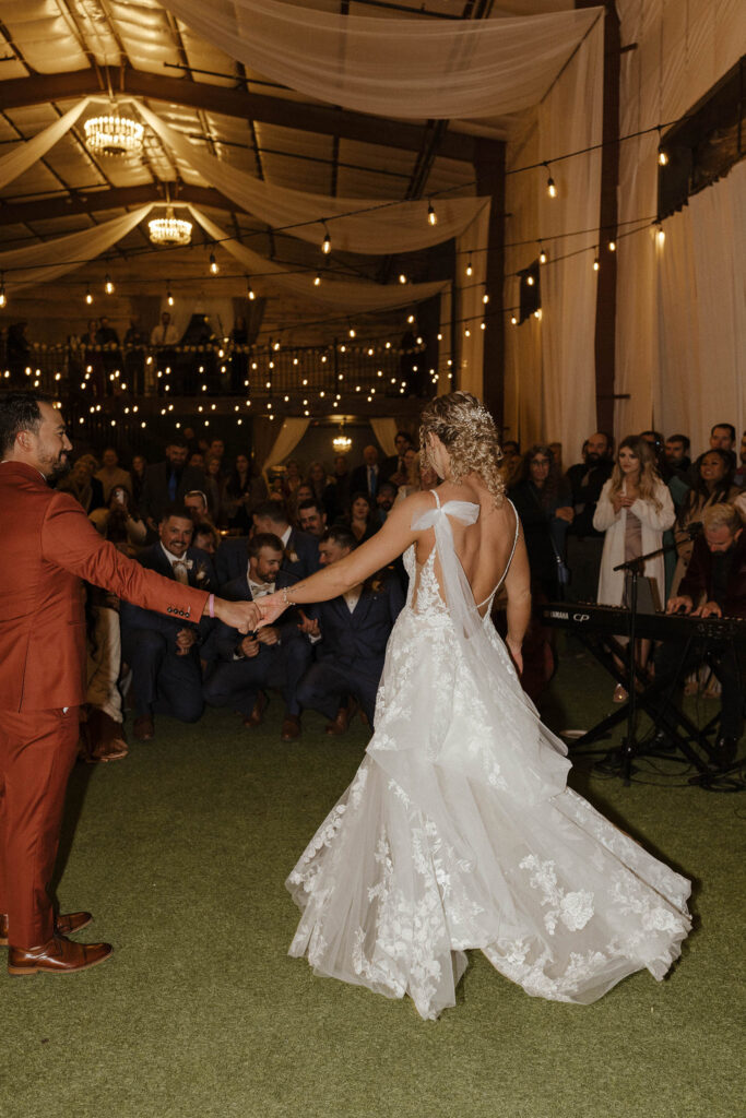 bride and groom dancing at tuscan falls wedding