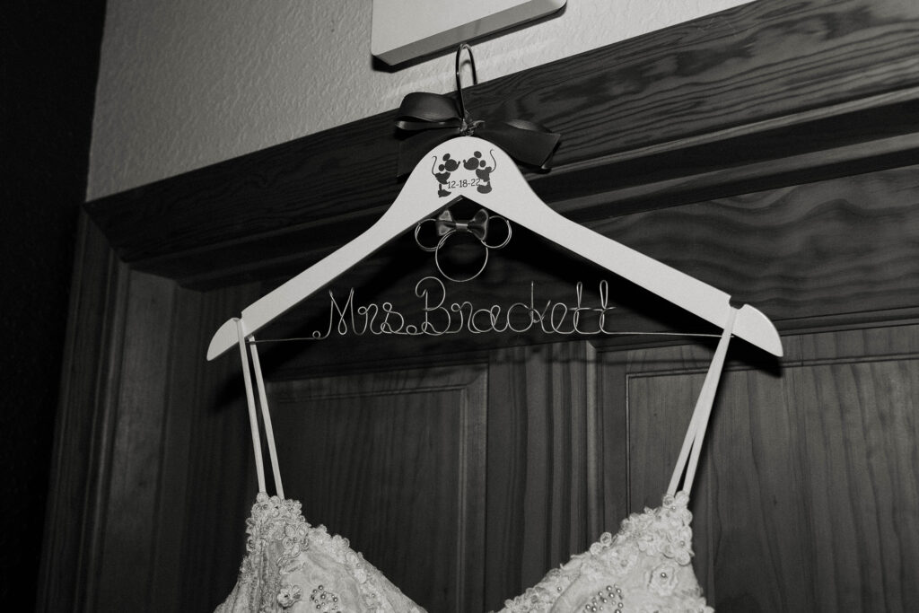 custom bride hanger with disney characters on them