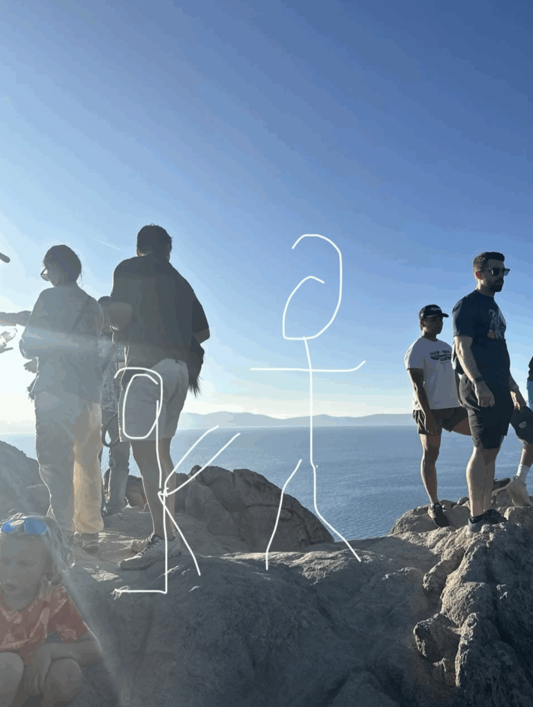 Stick figure drawing of proposal at Eagle Rock